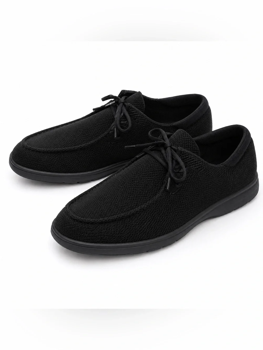 VIVAIA Men’s Black Knit Lace-Up Walking Shoes EU 43 US 10